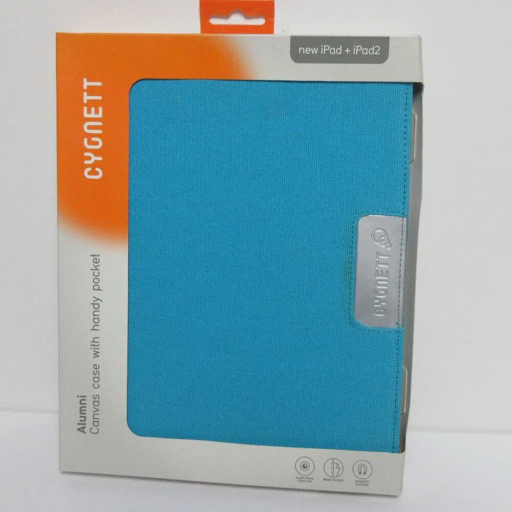 Cygnett IPad or Ipad2 Blue Canvas Cover Case With Handy Pocket sleep/wake functi